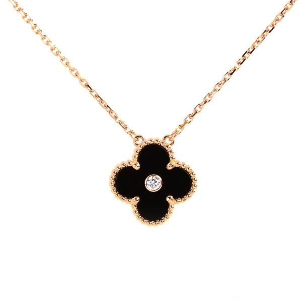 美品♡ヴァンクリーフ＆アーペル オニキス ヴィンテージアルハンブラ ネックレス アルハンブラ ヴァンクリーフ & アーペル ネックレス ヴィンテージ