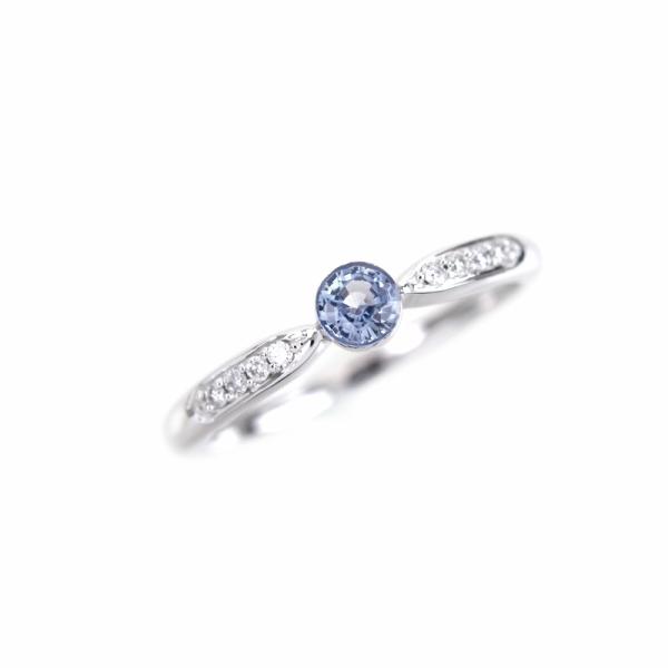 アイスブルーサファイア 0.28ct K18WG リング 16号 ダイヤ 0.06ct 指輪