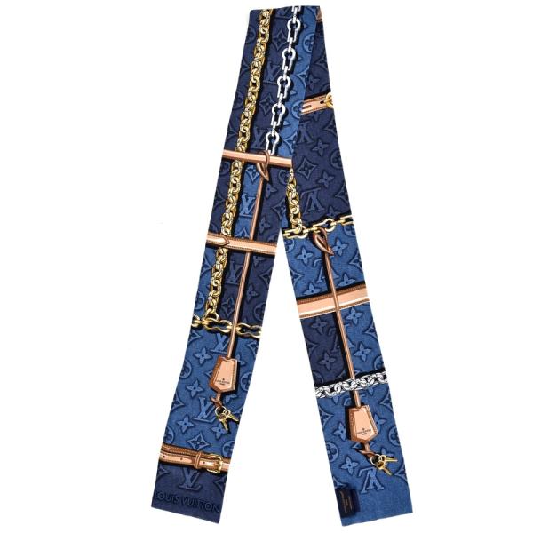 超美品♡LOUIS VUITTONルイヴィトンバンドー デニム ツイリー LOUIS VUITTON ルイ・ヴィトン スカーフ バンドー・デニムグラム