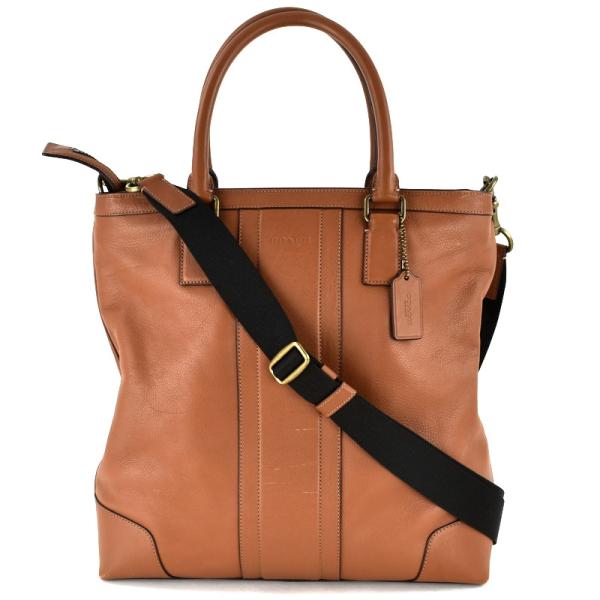 COACH（コーチ） 縦型 2WAYトート 斜め掛け 手提げ ブラウン レザー