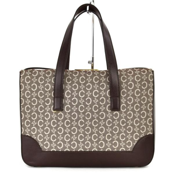 CELINE Cマカダム キャンバス レザー ハンドバッグ ボストンバッグ CELINE（セリーヌ） ハンドバッグ オールドセリーヌ ボックス型 C