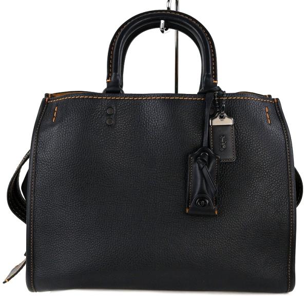 COACH コーチ ローグ 30 グラブタンレザー ハンドバッグ 2WAY 黒 ローグ コーチ バッグ 中古 38124 2WAY ハンドバッグ ショルダー