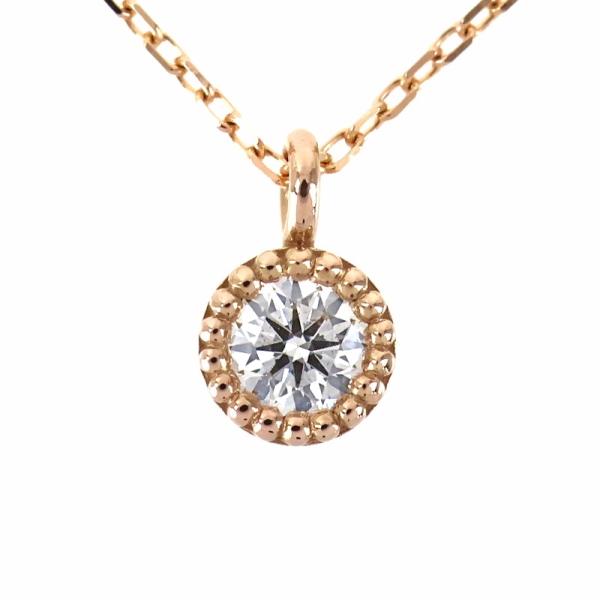 ダイヤモンド ネックレス K18PG 一粒ダイヤ 0.12ct 40cm ドット枠