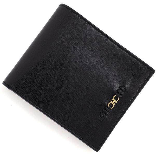 FERRAGAMO（フェラガモ） 財布 メンズ 二つ折りサイフ ブラック 無地