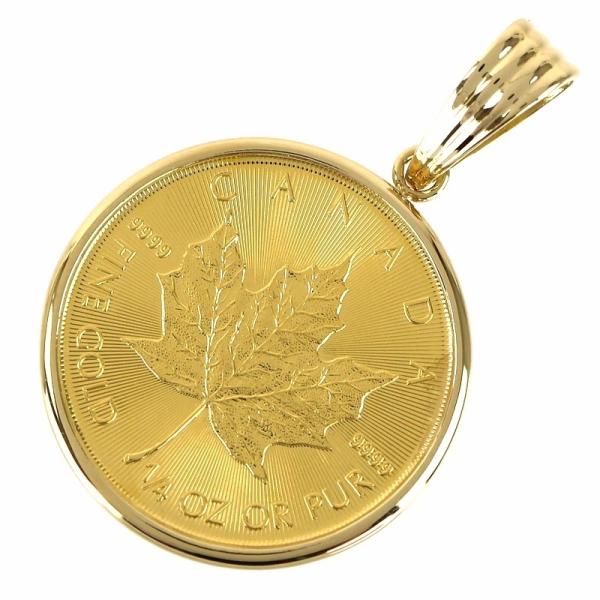 メイプルリーフ金貨 1/4オンス ペンダントトップ 8.7g 18金枠 K24