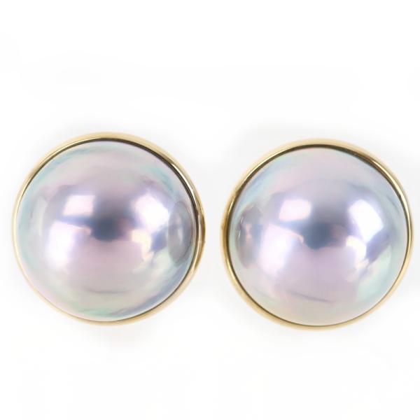 真珠 ピアス 18金 マベパール 13.1mm 13.2mm 4.0g K18YG イエロー