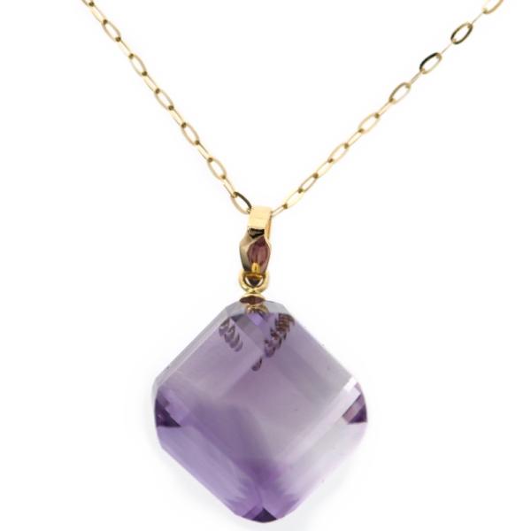 ネックレス 18k レディース アメジスト 15.00ct K18YG イエロー