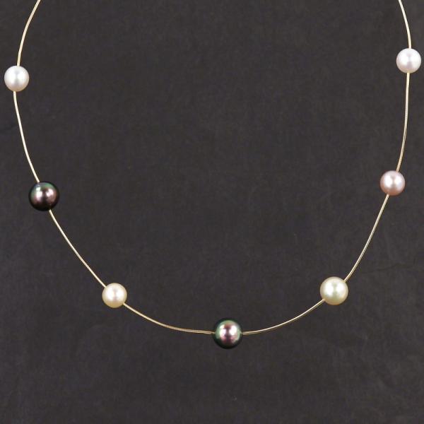 TASAKI（タサキ） パールステーションネックレス 9石 46cm K18YG 真珠