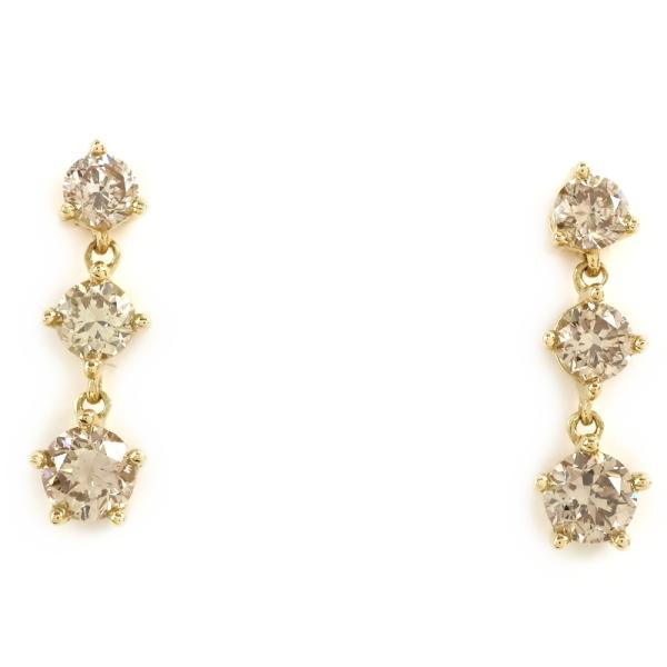 ピアス 18金 K18YG イエローゴールド ダイヤピアス ブラウンダイヤ 各