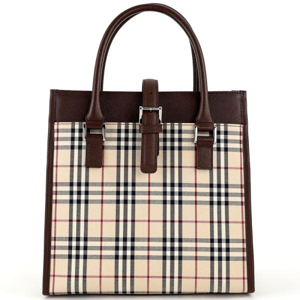 BURBERRY バーバリー ノバチェック スクエア ハンドバッグ ブラック BURBERRY（バーバリー） バッグ 中古 ハンドバッグ スクエア ノバ