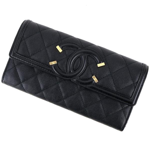 新品シャネル　長財布　ゴールド　二つ折り 中古・古着通販】CHANEL (シャネル) 長財布 ゴールド｜ブランド・古着