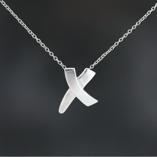 Kuma【美品】Tiffany ベネチアンネックレス スターリングシルバー TIFFANY&Co.（ティファニー） ネックレス Xペンダント キス クロス