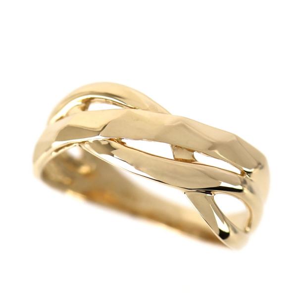 指輪 k18 レディース 11号 デザインリング 18金 K18YG イエロー