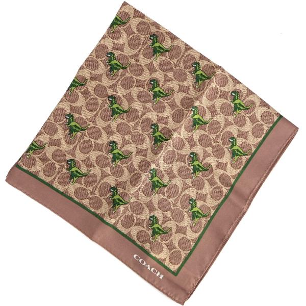 COACH（コーチ） レキシープリント シルク バンダナ 絹100％ ブラウン