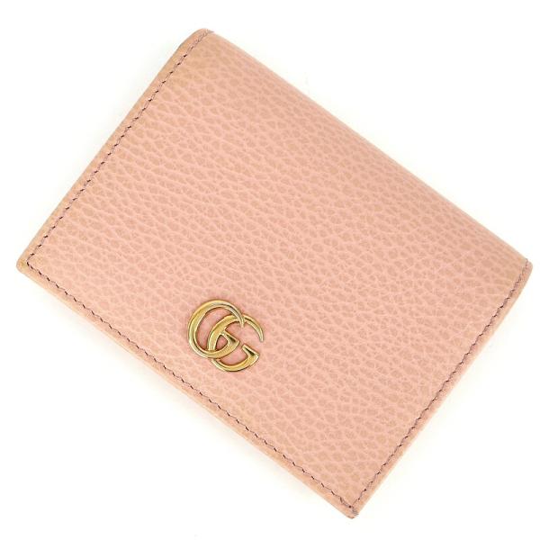 GUCCI グッチ マーモント二つ折り財布コンパクト ピンクベージュ GUCCI（グッチ） 財布 二つ折り ダブルG スモールウォレット ピンク