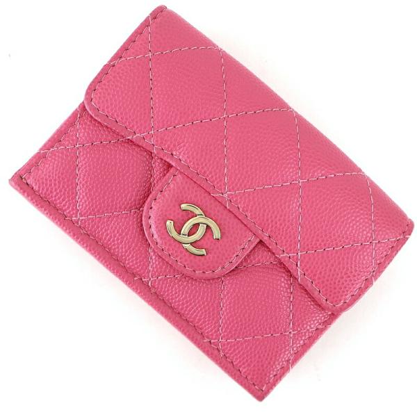 CHANEL（シャネル） 財布 キャビアスキン ピンク ゴールド金具