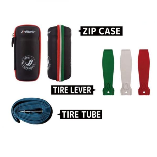 プレミアムジップツールケースボトルケージに収まる、ジップ式ツールケース。メッシュインナーポケット付きでスマートに収納できます。タイヤレバーイタリアンフラッグカラーのおしゃれなタイヤレバー3本セット。チューブスタンダードブチルチューブは0.9...