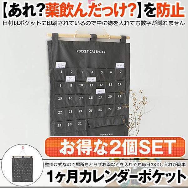 カレンダーポケット ウォールポケット 1ヶ月 壁掛け式 2個セット