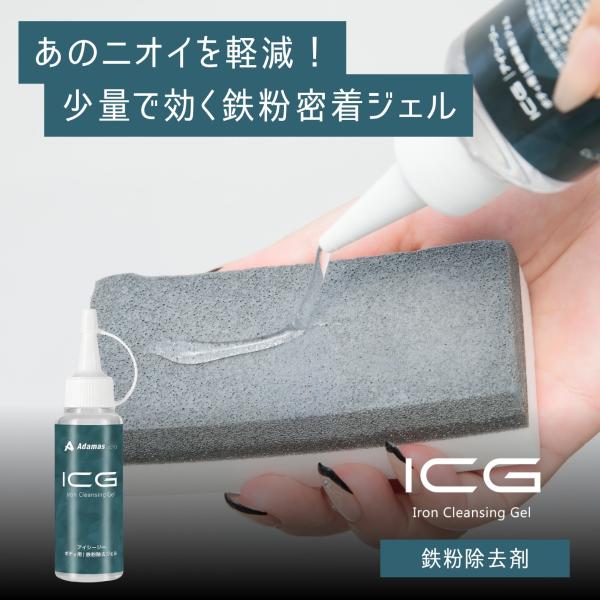 鉄粉除去ジェル ICG 低臭 液だれしない密着設計 車 ボディ ホイール ブレーキダスト 鉄粉取り ザラザラ解消 紫色変化 傷つかない 洗車 アダマスオクタ