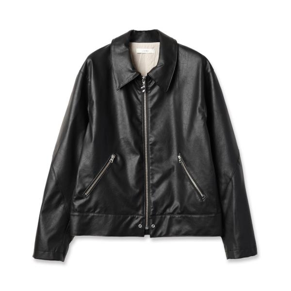 日本製システレレザージャケットsistereウールレザーコンビブラック Synthetic Leather Jacket by Junya Watanabe - La Garçonne