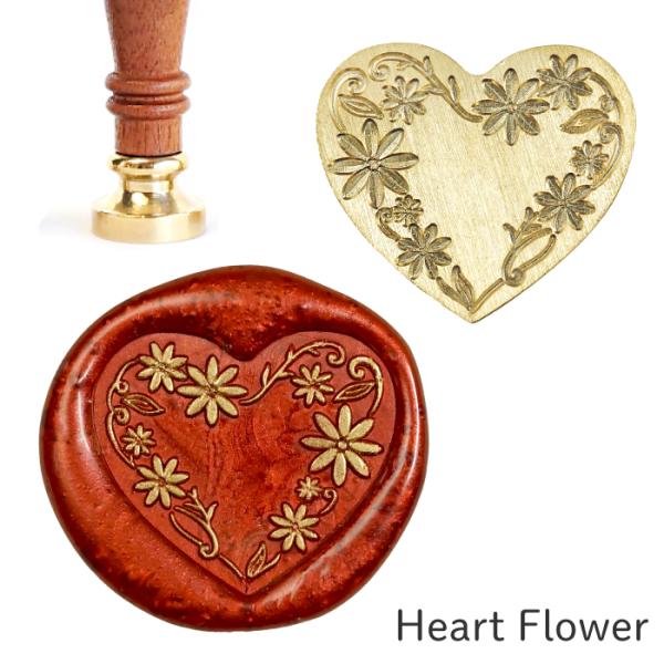 シーリングスタンプ ヘッド ＜ Heart Flower ＞ ハート型 変形 花柄   adesso 交換用 スタンプヘッド シーリングワックス 封蝋