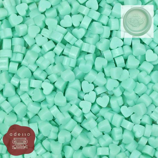 シーリングワックス ＜ milky green ＞ ミルキーグリーン 半透明 クリア シーリングスタンプ ワックス 20g ハート型 ビーズ ピルタイプ 単品 adesso 封蝋
