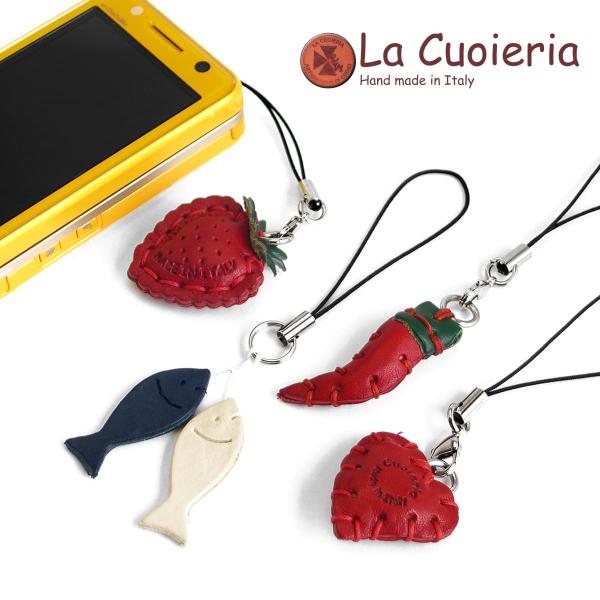 ストラップ イタリア製 本革 かわいい ハッピーモチーフ フルーツ ラ クオイエリア La Cuoieria