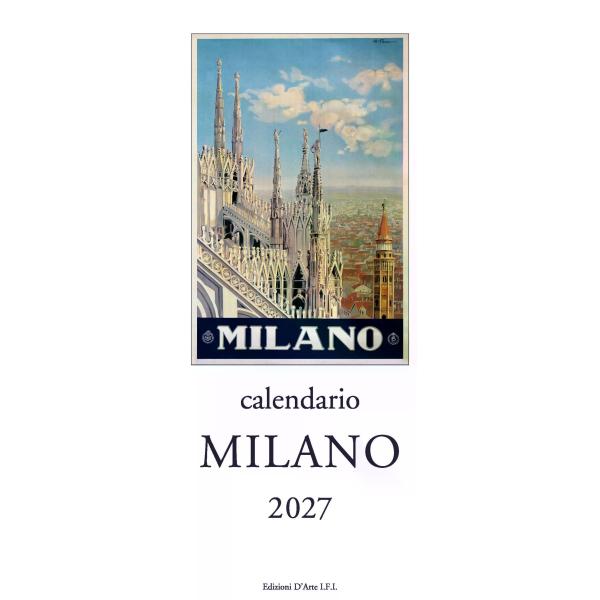 2027年 カレンダー MILANO イタリア製 縦長 13.5×34cm 直輸入 壁掛け ISTITUTO FOTOCROMO ITALIANO / I.F.I ヴィンテージ イタリア ミラノ