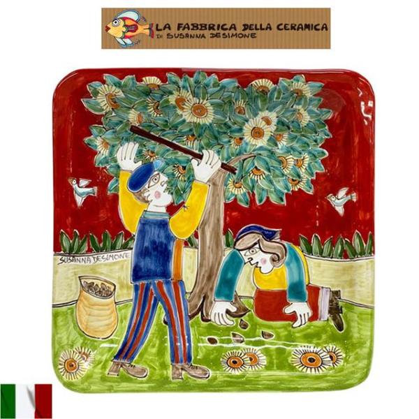 絵皿 飾り皿 壁掛け スザンナデシモーネ イタリア 絵皿 壁掛け 飾り皿 正方皿 スクエア スザンナデシモーネ インテリア