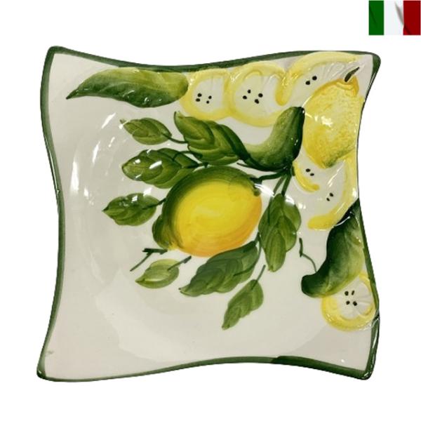 角皿 中皿 プレート 陶器 レモン 絵付け 染付 イタリア : 艶姿家具