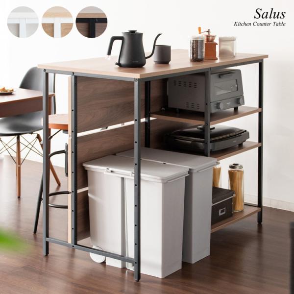 商品名　キッチンカウンターテーブル Salus（サルース）サイズ　幅120×奥行き60×高さ100cm材　質　合成樹脂化粧板、スチール（粉体塗装）備　考　組立品（約30分）、耐荷重：天板30kg、可動棚10kg※こちらの商品は、メーカー直送...
