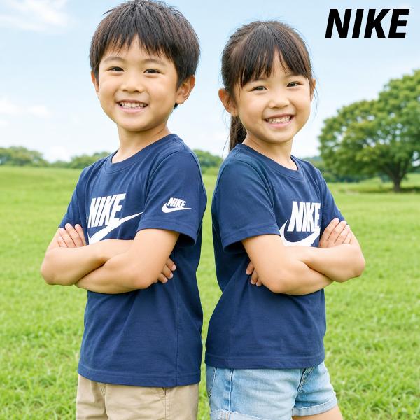 ナイキ Tシャツ ジュニア ブランド NIKE 86J575 NVY 新作 ビッグロゴ 4才 5才 6才 7才 綿混