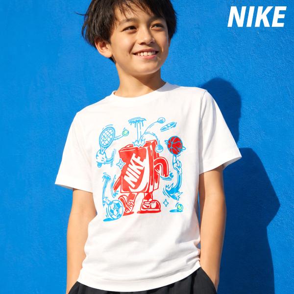 ナイキ 半袖 Tシャツ ジュニア ブランド NIKE コットン100 綿100 シューズボックス IO1995 100 WHT 新作