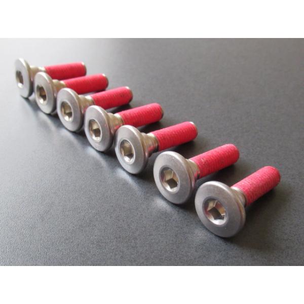 適合車種カワサキ純正　Z400FX E4 リヤ ブレーキディスクローター 取付け ボルト　7本セット です。※赤い部分はロック材です。純正品にこだわる方必見です。★装着は安全の為プロショップ整備資格者にご依頼下さい。※送料無料・ポスト投函の...