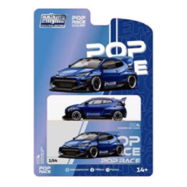 POP RACE 004 ヤリス　チェイス版 POP RACE x Enigma 1/64 PANDEM GR-YARIS METALLIC BLUE