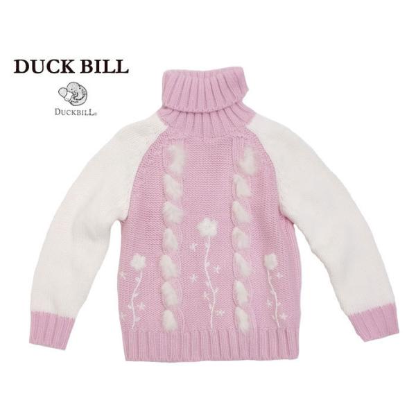 子ども服 タートルセーター 刺繍入り 綿混合（濠Du) 子供服 110cm 120cm ピンク/ホワイト 女の子 ADORABLE アドゥラブル DUCKBILL ダックビル 爆買