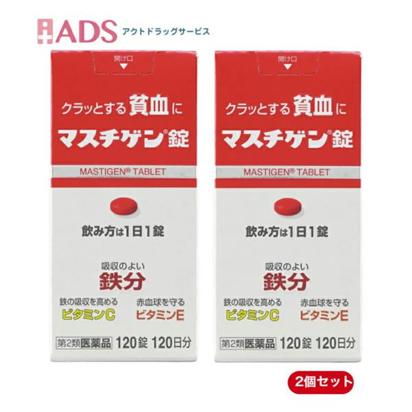 【第2類医薬品】マスチゲン120錠 ≪2セット≫ [日本臓器製薬 鉄分 ビタミンC ビタミンE]