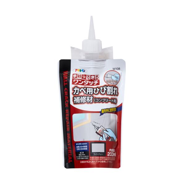 他サイト： 補修材 ワンタッチ カベ用ひび割れ補修材 (コンクリート用) 200ml W108 ライトグレー アサヒペン 爆買の商品画像