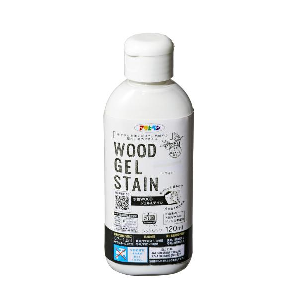 水性WOODジェルステイン ホワイト 120ml アサヒペン 木材 木部 塗料 ペンキ 塗装 ペイント DIY 爆買