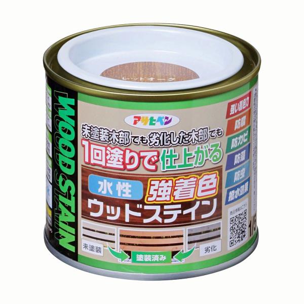 水性塗料｜木部専用塗料水性強着色ウッドステイン1/5LレッドオークJANコード：4970925464484