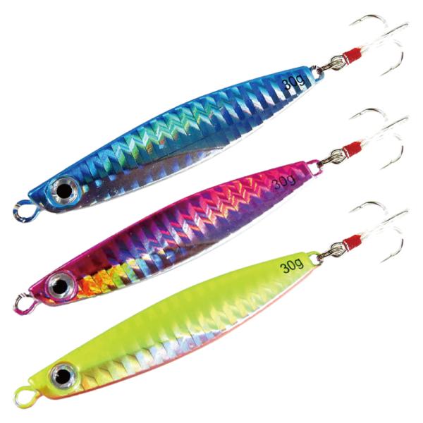 釣り具 メタルジグ ハード ルアー 30ｇ 75mm 3dビッグアイ テールバランス ホログラム カラー 3色