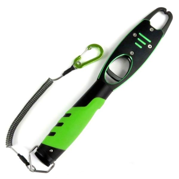 フィッシュグリップ ウエイトゲージ付 ジギンガーZ 軽量 ステンレス&アルミ製 スケール付 魚掴み器 フィッシュキャッチャー 秤付き スパイラルロープ 釣り具