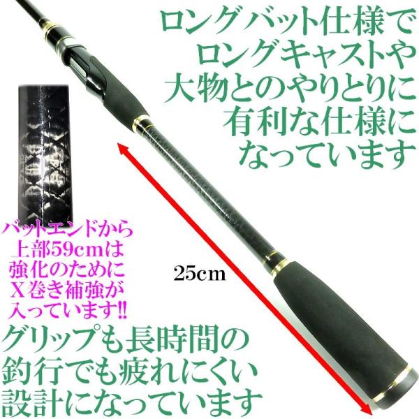 ジギングロッド 2.4m MH M 1本で2本分の2チップ 穂先付き 対応ジグ 6