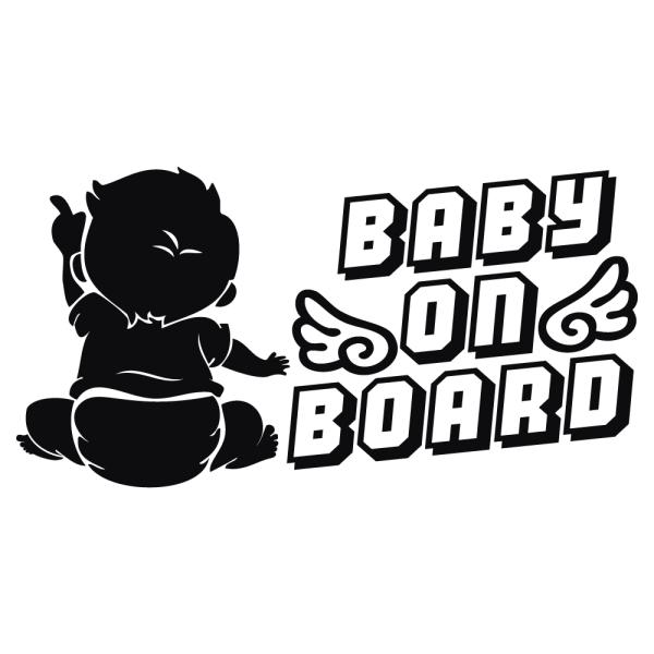 ステッカー BABY on BOARD ベビー オンボード 後姿バージョン 選べる10色 縦11.5ｃｍ×横22ｃｍ オリジナルステッカー かわいい 赤ちゃんが乗っています