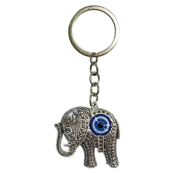 ・商品名ナザールボンジュー キーホルダーゾウ ぞう 象・サイズ全長：約9.5ｃｍ横幅：約4ｃｍ重さ：約11ｇナザールボンジュウとは？トルコのお守りで青いガラスに青・水色・白の順番で目玉を描いています。大きな目で視線（邪視）から災いをはねのけ...