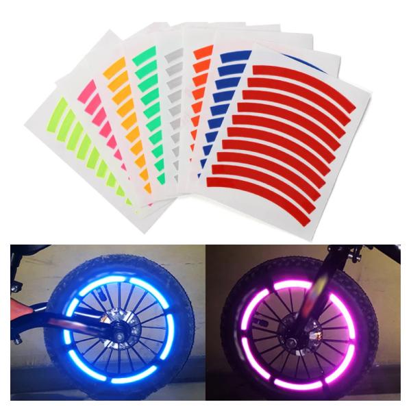 ・商品名自転車ホイール用 反射ステッカー 10枚セット・商品仕様サイズ：(W)約95mm×(H)約8mm重さ：約10gカラー：選べる8色　素材：PVCセット内容：反射ステッカー×1パック(1パックに10枚入り)リムステッカーとしても、他の場...