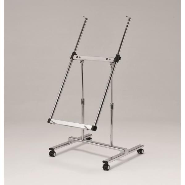 ●ロー設置向け、B1対応の傾斜パネルスタンド、キャスター仕様。＝仕様＝対応サイズ：A2・B2・A1・B1　パネル厚30mmまで本体：スチールクロムメッキ仕上重量：5.3kg静止安全荷重：10kgまでキャスター付組立式※ゆるみ防止のため、ポー...