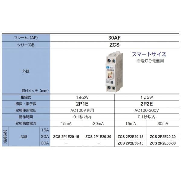 河村電器産業 Zcs2p2e 30 漏電ブレーカ 電灯分電盤用 スマートサイズ 未使用 分岐回路用