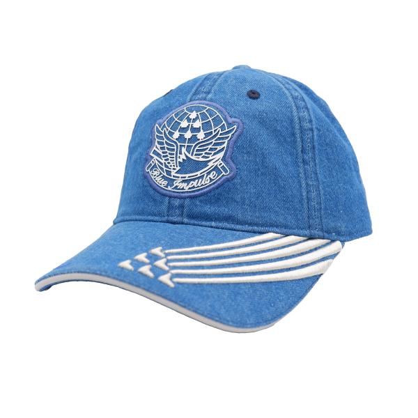 ブルーインパルス デニム ラバー ロゴ キャップ 帽子 CAC328-F CAP 野球帽 コットン ベースボールキャップ BLUEIMPULSE AEROBATIC TEAM フェイドブルー 色落ち