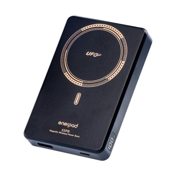 Samlife モバイルバッテリー EnerpadUFO 磁気吸着式SSPB 準固体電池 10000mAh MX-10000-SS MagSafe 軽量 発火リスク低減 台湾 ブラック ホワイト ローズゴールド